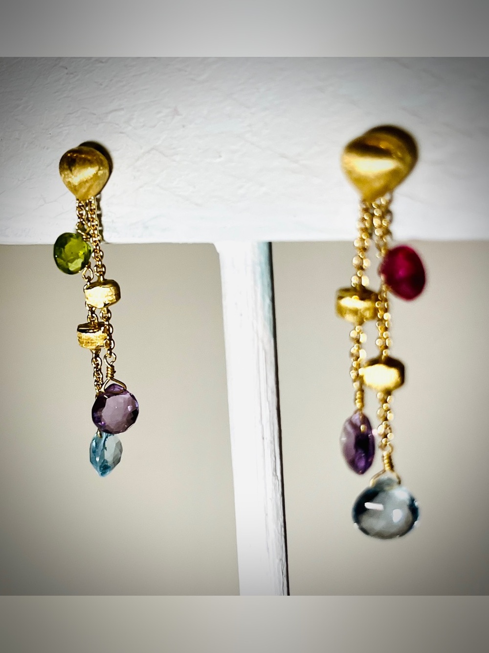 Marco Bicego
18K Yellow Gold Paradise Gemstone Teardrop Double Strand Earrings - Picture 2 of 10